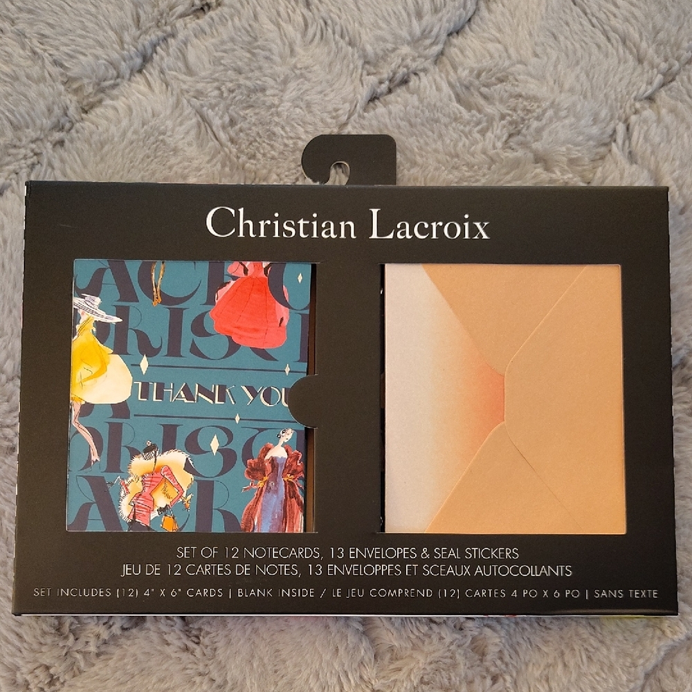 👗 Christian Lacroix Set Of 12 Thank You Notecards With Envelops And Seals. New!